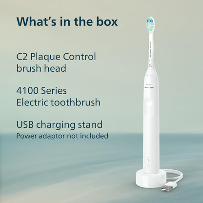 Philips Sonicare 4100 Power Toothbrush, Rechargeable Electric Toothbrush with Pressure Sensor, White HX3681/23