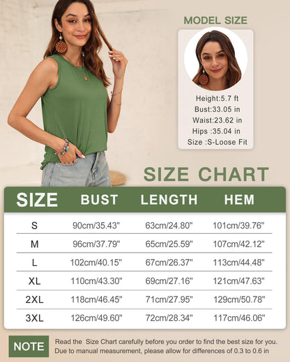 WNEEDU Womens Summer Tank Tops Sleeveless Crewneck Loose Fit Basic Cami 2026 New Casual Shirt Black L