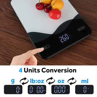 AIMILAR Digital Kitchen Scale 22lb/10kg USB-C Rechargeable, Tempered Glass Top Easy Clean, LED Touch Screen No Buttons, Auto Shut Off - Available at All In One Marketplace Canada