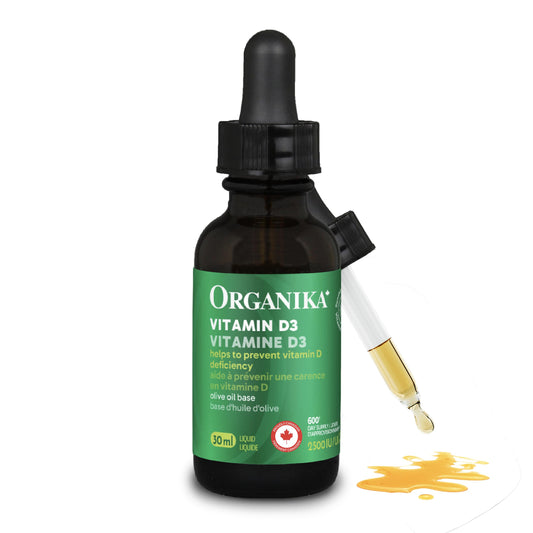Organika Canadian-Made Vitamin D3 Liquid 2500IU- Olive Oil Base, Immune System Support- 30ml - Available at All In One Marketplace Canada