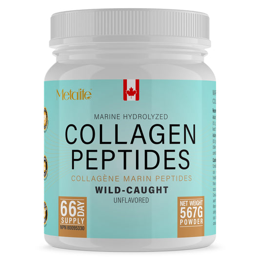 Marine Collagen Powder 567g (Type 1 & 3), Wild-Caught Fish Collagen Peptides, Hydrolyzed, Unflavored, Naturally Derived Marine Taste, Made in Canada, Skin, Joints, Hair & Nails Support - Available at All In One Marketplace Canada