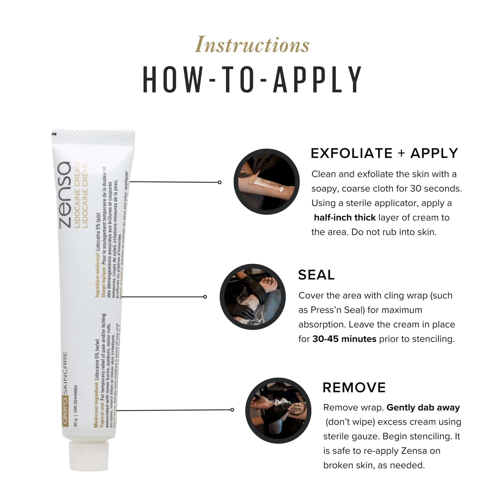 Zensa Tattoo Numbing Cream 5% Lidocaine, Safe on Broken Skin | Fast-Acting Pain Relief for Tattoos, Microneedling, Waxing, Injections | Vegan, Steroid-Free, Professional-Grade | Best Tattoo Numbing Cream 1 Oz (DIN 02449684) - Available at All In One Marketplace Canada