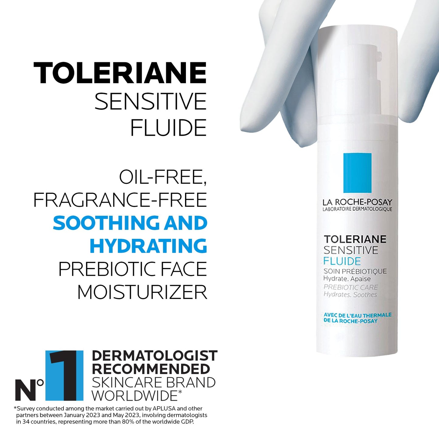 La Roche-Posay Face Moisturizer for Oily, Sensitive Skin, Toleriane Sensitive Fluid Hydrating Gel Cream with Niacinamide & Ceramides, Alcohol Free, Fragrance Free & Recommended by Dermatologists, 40mL