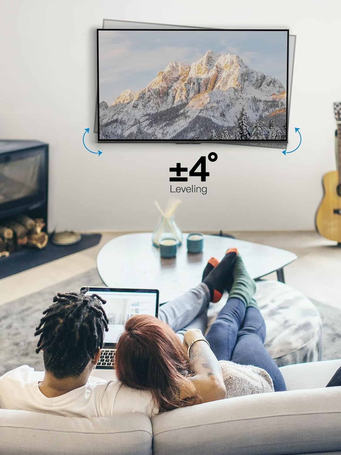 Pipishell Full Motion TV Wall Mount for 26-65 Inch Flat Curved Screen TVs, Max VESA 400x400mm up to 77 lbs, Swivel TV Mount Wall Bracket with Articulating Arms, Tilt, Extension, PIMF7