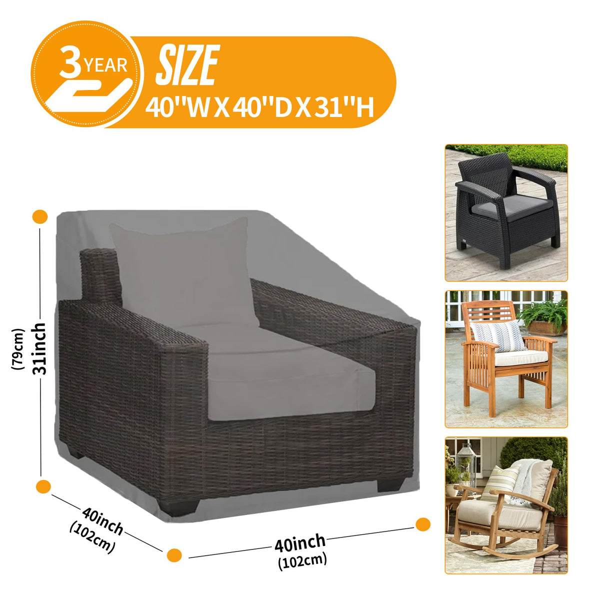 Kipiea 500D Patio Chair Covers Waterproof Winter - 2 Pack Lawn Outdoor Furniture Chair Covers with Anti UV and No Tears, No Fading (40"W x 40"D x 31"H) 🍁 All In One Marketplace Canada