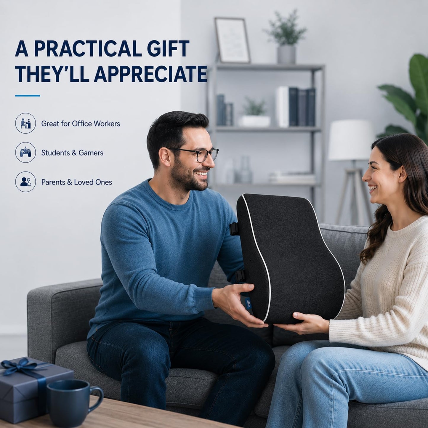 QUTOOL Lumbar Support Pillow for Office Chair, High-Density Memory Foam Back Cushion with Dual Adjustable Straps, Breathable 3D Mesh Cover, Ergonomic Back Support for Everyday Sitting - Available at All In One Marketplace Canada