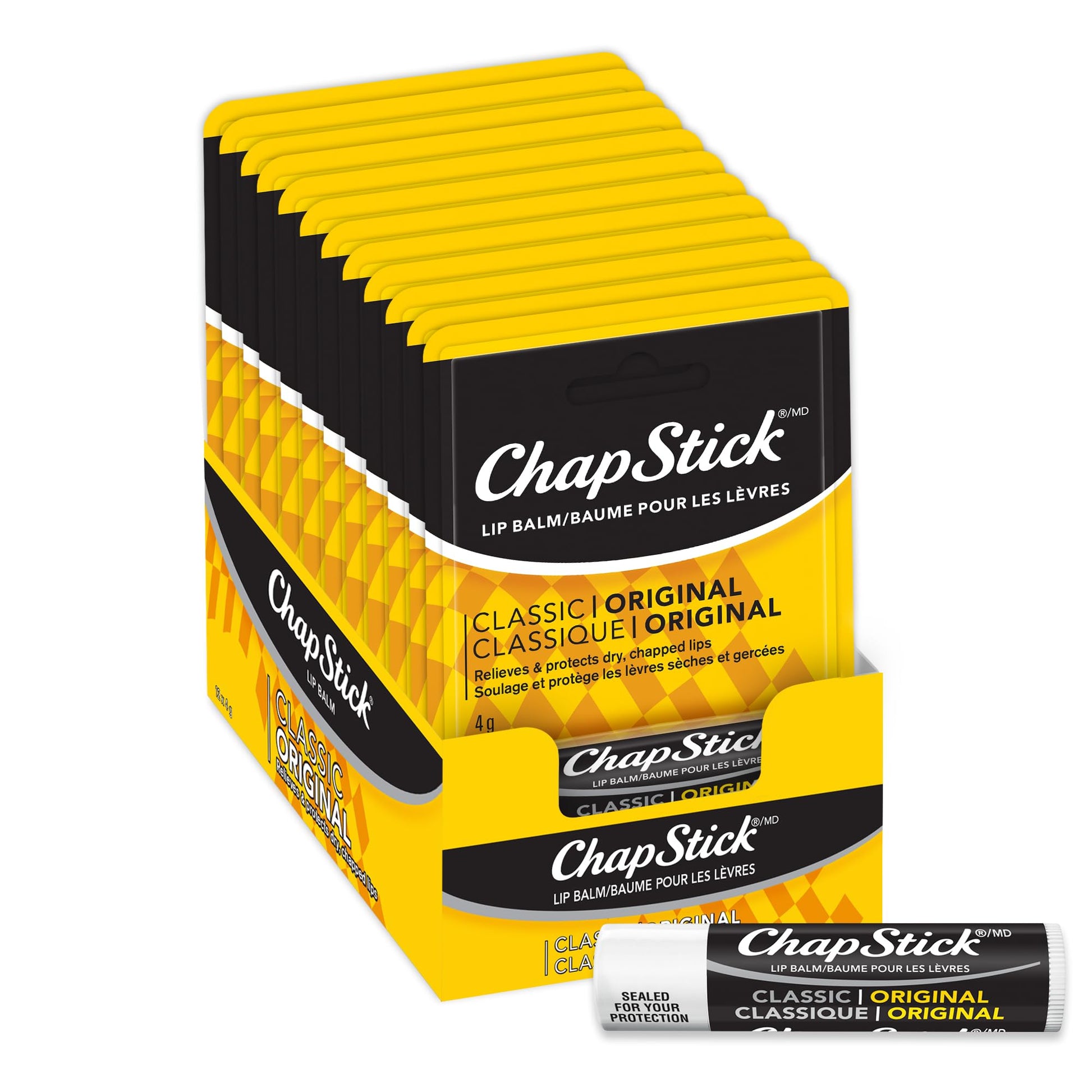 ChapStick Classic Lip Balm, Original Flavour, Pack of 12 ChapStick