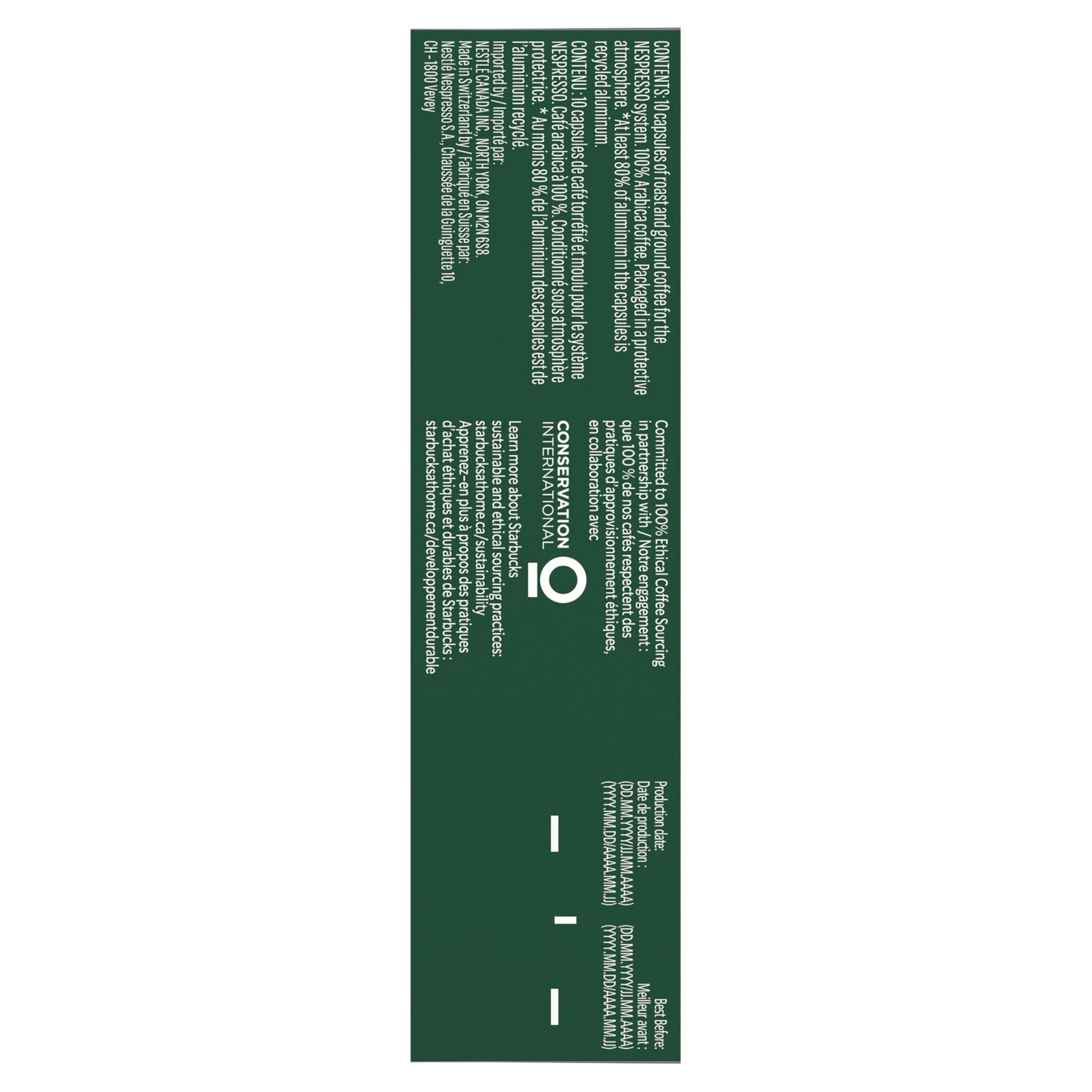 STARBUCKS by Nespresso Espresso Roast Coffee Capsules, For Original Line, 5 Boxes, 275 g - Available at All In One Marketplace Canada
