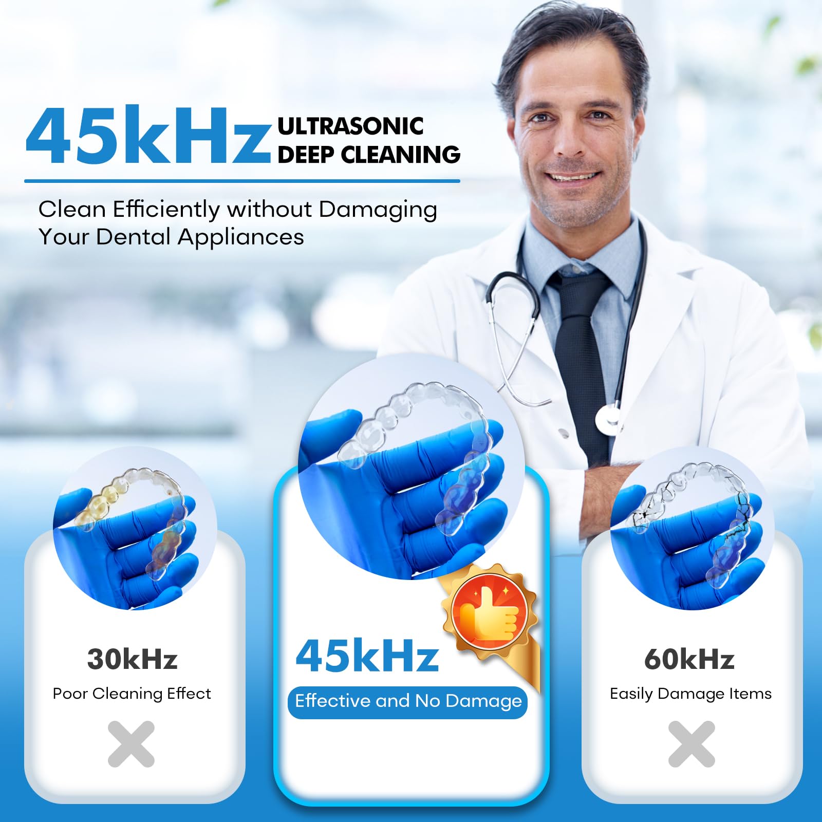 Upgraded Ultrasonic Retainer Cleaner Machine, 45kHz Ultrasonic Dentures Cleaner for Night Guards, Braces, Aligner, Toothbrush, Jewelry and More, 200ML Capacity, Black1 - Available at All In One Marketplace Canada