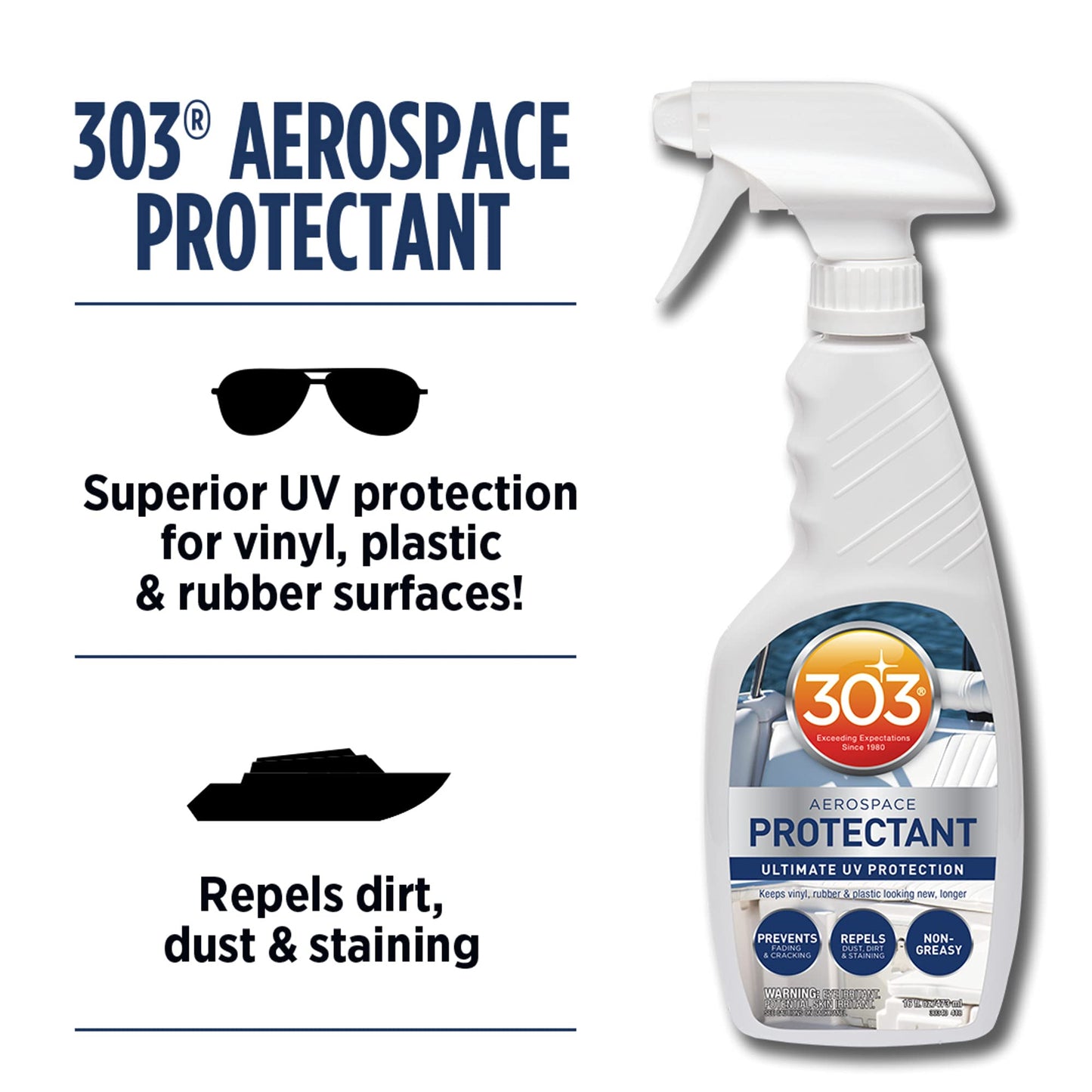 303 Marine Aerospace Protectant - Ultimate UV Protection - Keeps Vinyl, Rubber, and Plastic Looking New, Longer, 16 fl. oz. (30340CSR) 🍁 All In One Marketplace Canada