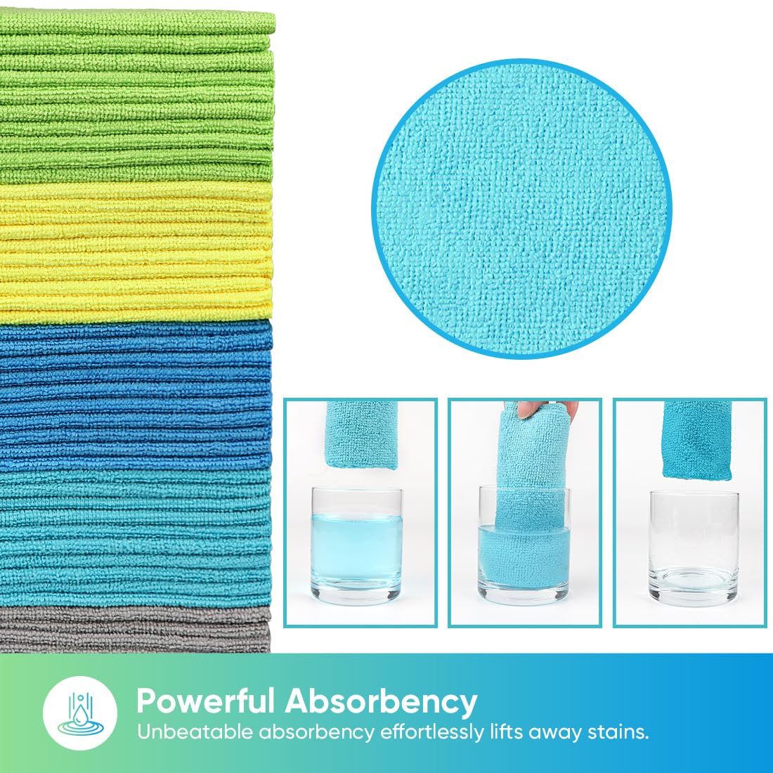 HOMEXCEL Microfiber Cleaning Cloths 100 Pack, Highly Absorbent Cleaning Towels, Lint Free & Scratch-Free Cleaning Rags for House, Kitchen and Car, Multi-Color Microfiber Towels 11.5 x 11.5 inch