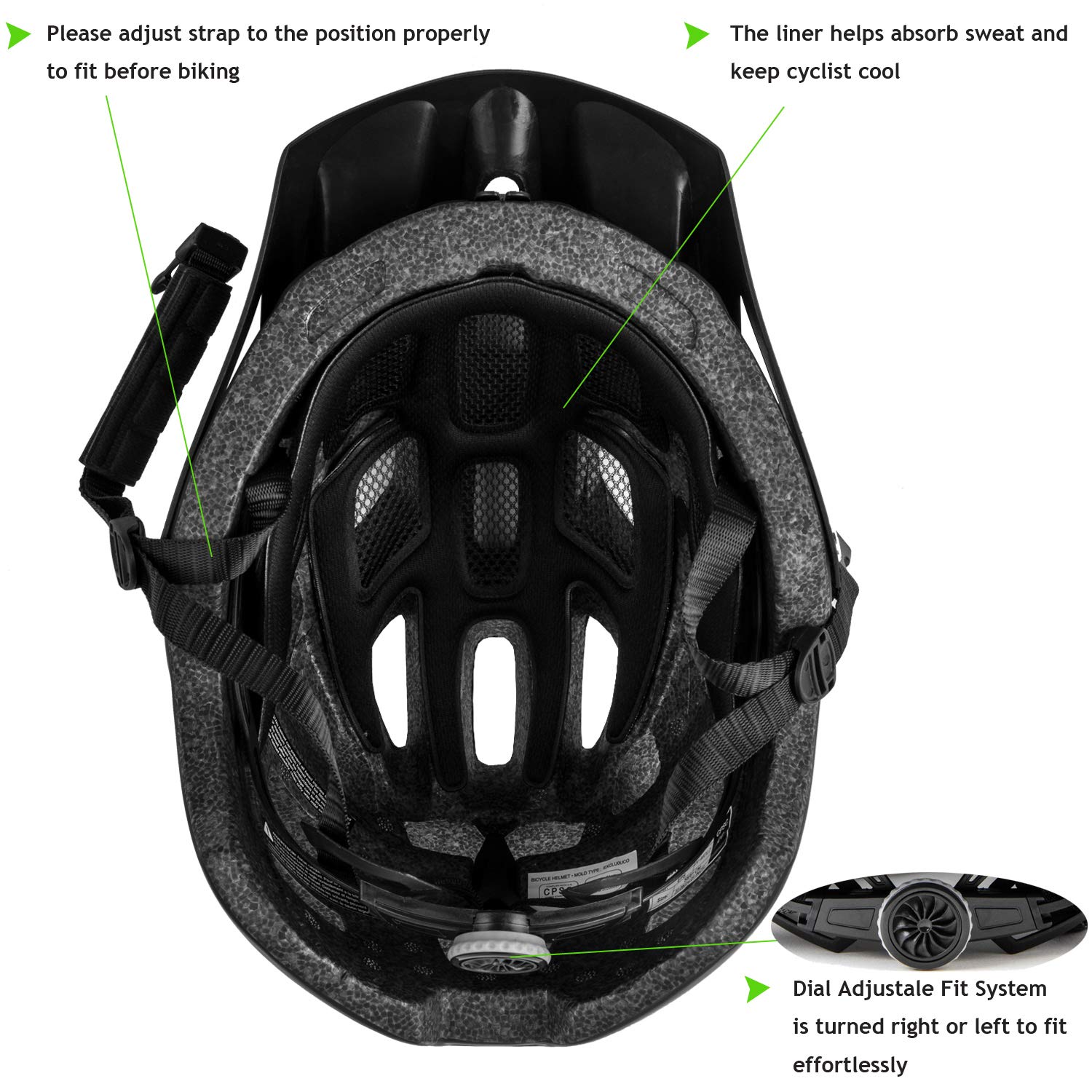 Bike Helmet, Exclusky Mountain Bike Helmet Men Women Lightweight Breathable Adjustable Adult Bicycle Cycle MTB Helmet 56-61cm