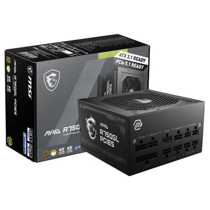 MSI MAG A750GL PCIE5, Fully Modular Compact Gaming 750W Power Supply, 80+ Gold, ATX 3.1 & PCIe 5.1 Ready, Native Dual-Color 12V-2x6 Cable, 10 Year Warranty 🍁 All In One Marketplace Canada