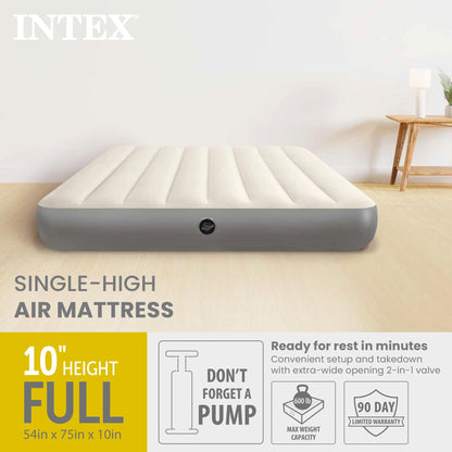 INTEX 64102E Dura-Beam Standard Single-High Air Mattress: Fiber-Tech – Full Size – 10in Bed Height – 600lb Weight Capacity – Pump Sold Separately
