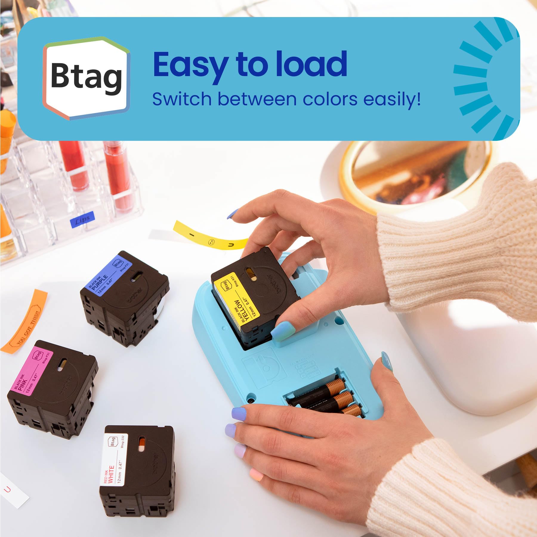 Brother p-Touch 12mm Label Maker Tape Genuine Btag- 3M01 P-Touch Label Tape for P-Touch PT-N10, PT-N20 and PT-N25BT, Btag Series, Non-Laminated, Clear and Black - Available at All In One Marketplace Canada