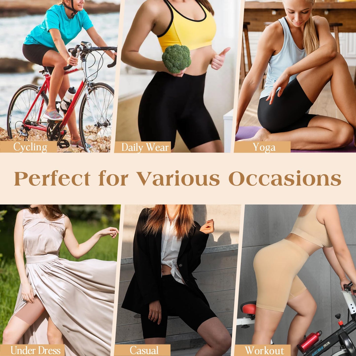 Reamphy 3 Pack Slip Shorts for Women Under Dress,Comfortable Smooth Yoga Shorts, Workout Biker Shorts