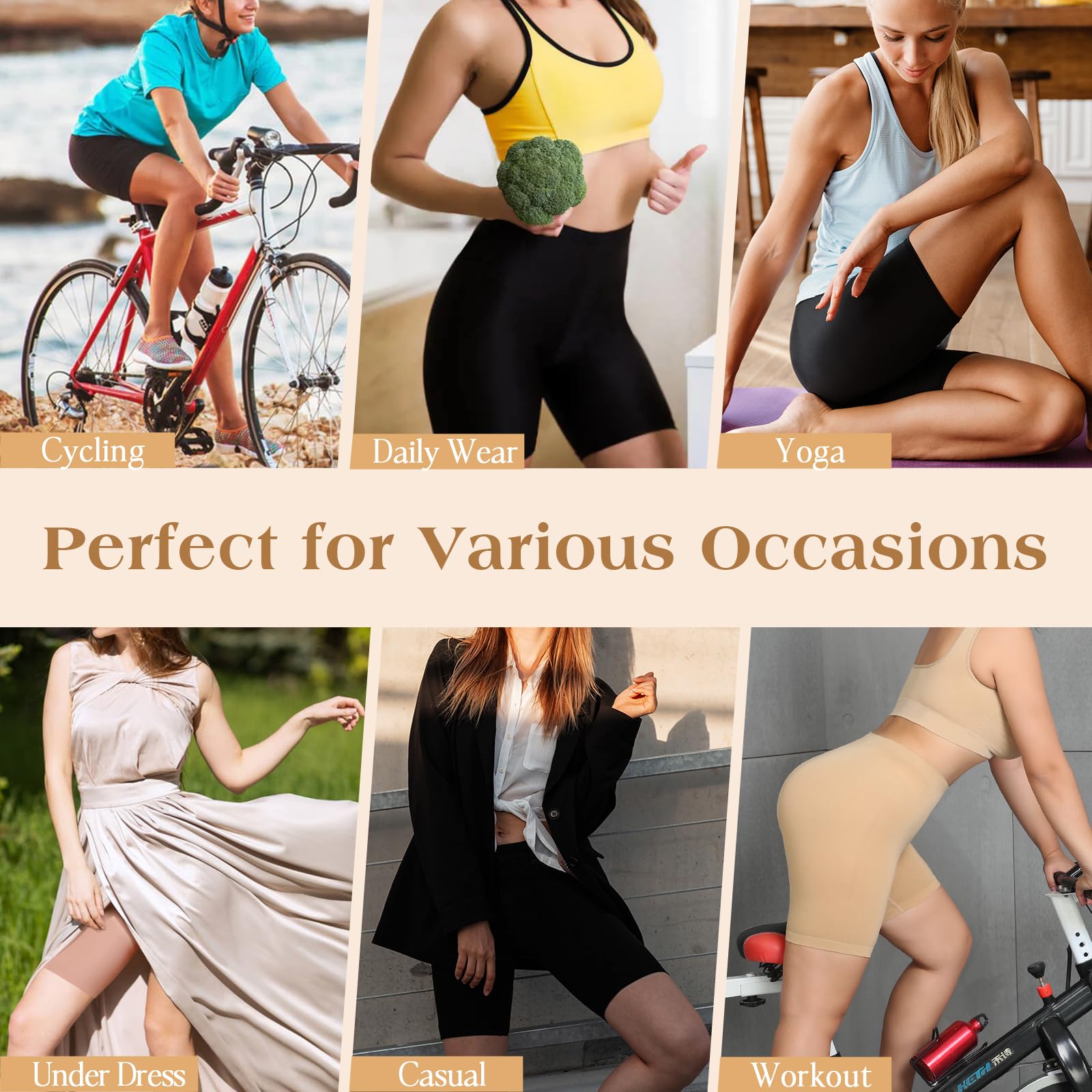 Reamphy 3 Pack Slip Shorts for Women Under Dress,Comfortable Smooth Yoga Shorts, Workout Biker Shorts