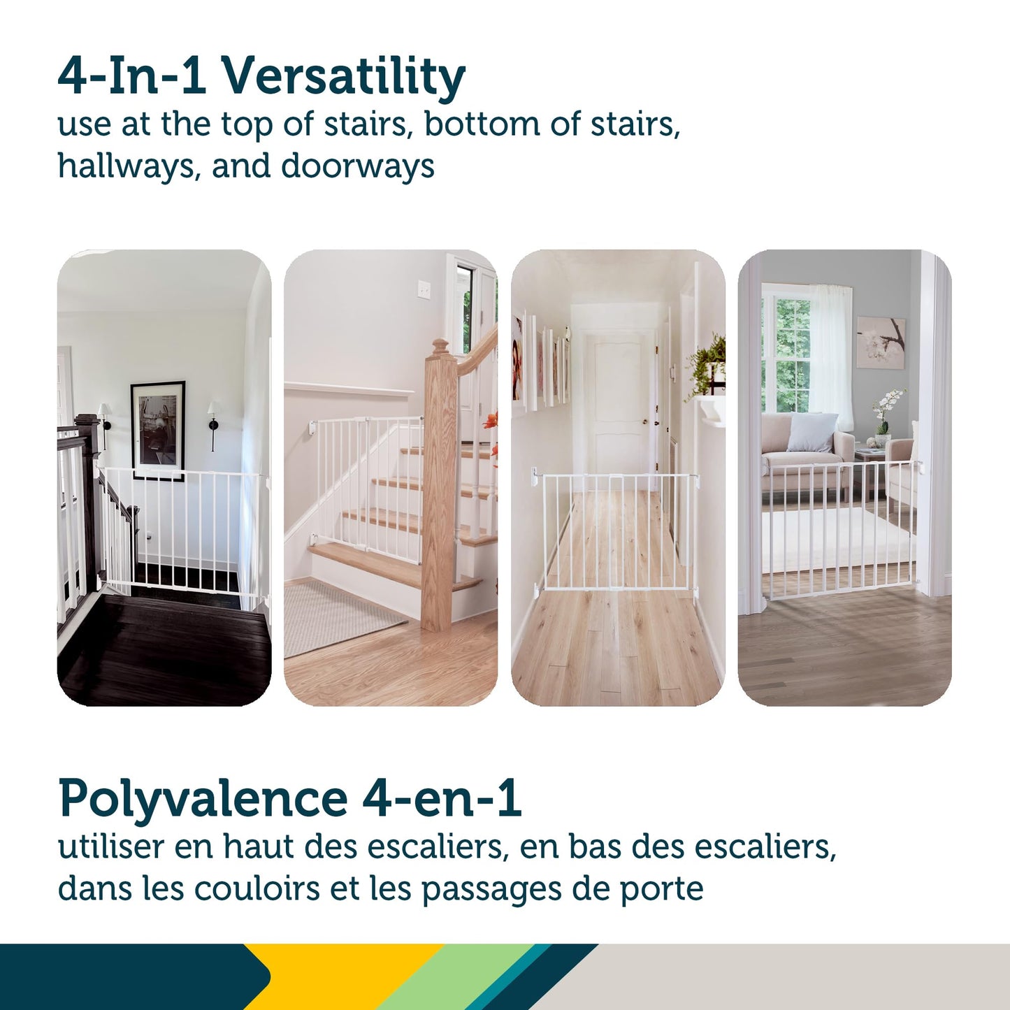 Safety 1st Top of Stairs Expanding Metal Gate, White, Adjustable Width 27"-42" Height 28" (GA090CWHOF2) 🍁 All In One Marketplace Canada