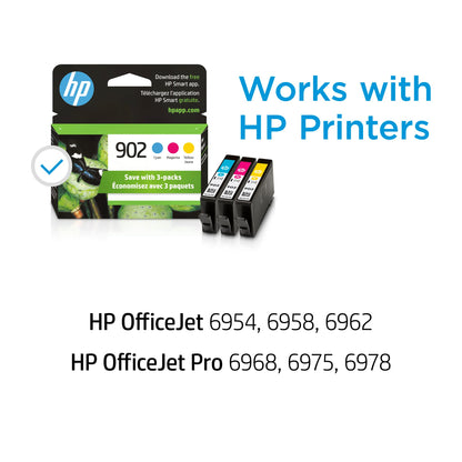 HP 902 | 3 Ink Cartridges | Cyan, Magenta, Yellow | Works with HP OfficeJet 6900 Series, HP OfficeJet Pro 6900 Series | T6L86AN, T6L90AN, T6L94AN 🍁 All In One Marketplace Canada