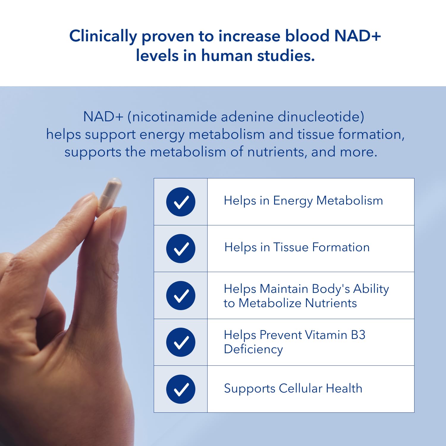 NAD Supplement 120 Capsules, 60 Servings, 300mg Per Serving, Clinically Proven to Increase NAD+, Patented Nicotinamide Riboside Vitamin B3, Cellular Health & Energy Metabolism, Health Canada Licenced - Available at All In One Marketplace Canada
