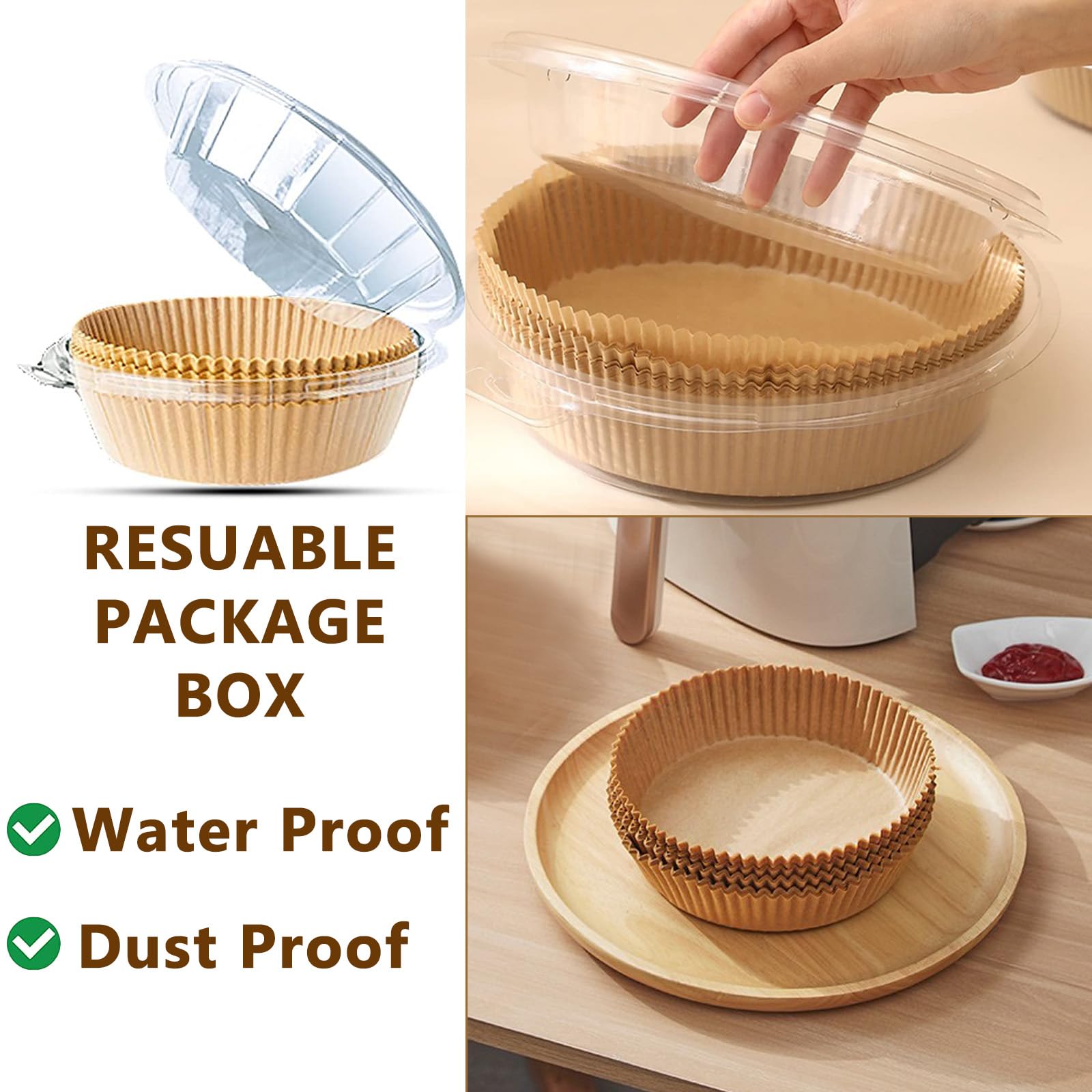 200pcs Air Fryer Disposable Paper Liner, Non-Stick Disposable Air Fryer Parchment Paper Liners, Baking Paper for Air Fryer Oil-Proof, Water-Proof, Food Grade Parchment（6.3" in Bottom, 7.9" on top） - Available at All In One Marketplace Canada