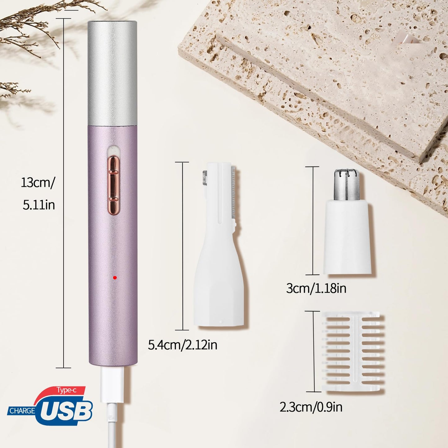 Yunmiss Nose and Ear Trimmer Clipper for Women Men,2025 Rechargeable Painless Eyebrow & Facial Hair Trimmer with IPX7 Waterproof,Rechargeable Portable Hair Trimmer with Dual Edge Blades (Pink) - Available at All In One Marketplace Canada