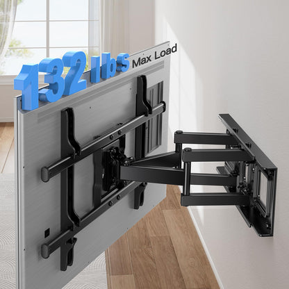 Pipishell Full Motion TV Wall Mount for 37-84" Flat Curved TVs, Wall Mount TV Bracket with Dual Articulating Arms Swivel Tilt Rotation, TV Mount up to 132lbs Max VESA 600x400 Fit 12"-16" Wood Stud