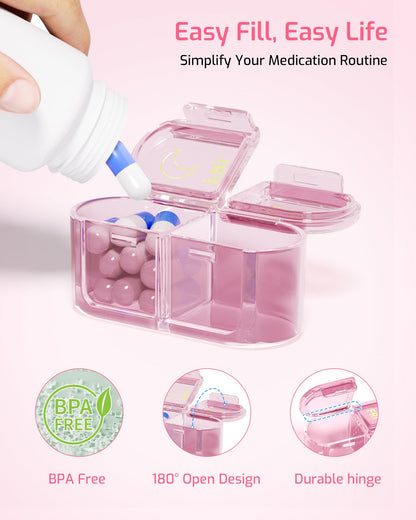 Daviky Weekly Pill Organizer 2 Times a Day, 7-Day AM PM Medicine Case, Travel-Friendly Pill Box for Fish Oils, Vitamins & Supplements - Available at All In One Marketplace Canada