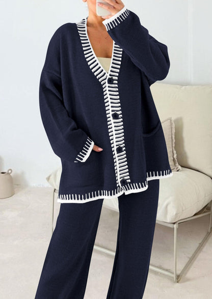 PRETTYGARDEN Women's Fall 2 Piece Knit Sweater Lounge Set(Navy,M) 🍁 All In One Marketplace Canada
