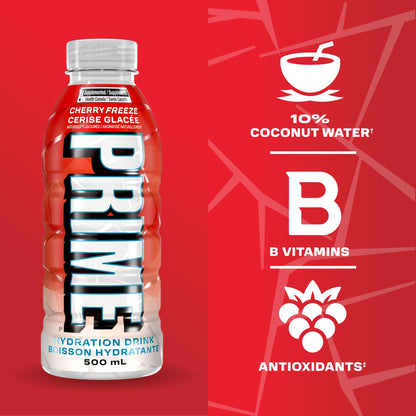 PRIME Hydration CHERRY FREEZE | Sports Drinks | Electrolyte Enhanced | B Vitamins | Antioxidants | 2g of Sugar | 500 mL | 12 Pack PRIME HYDRATION