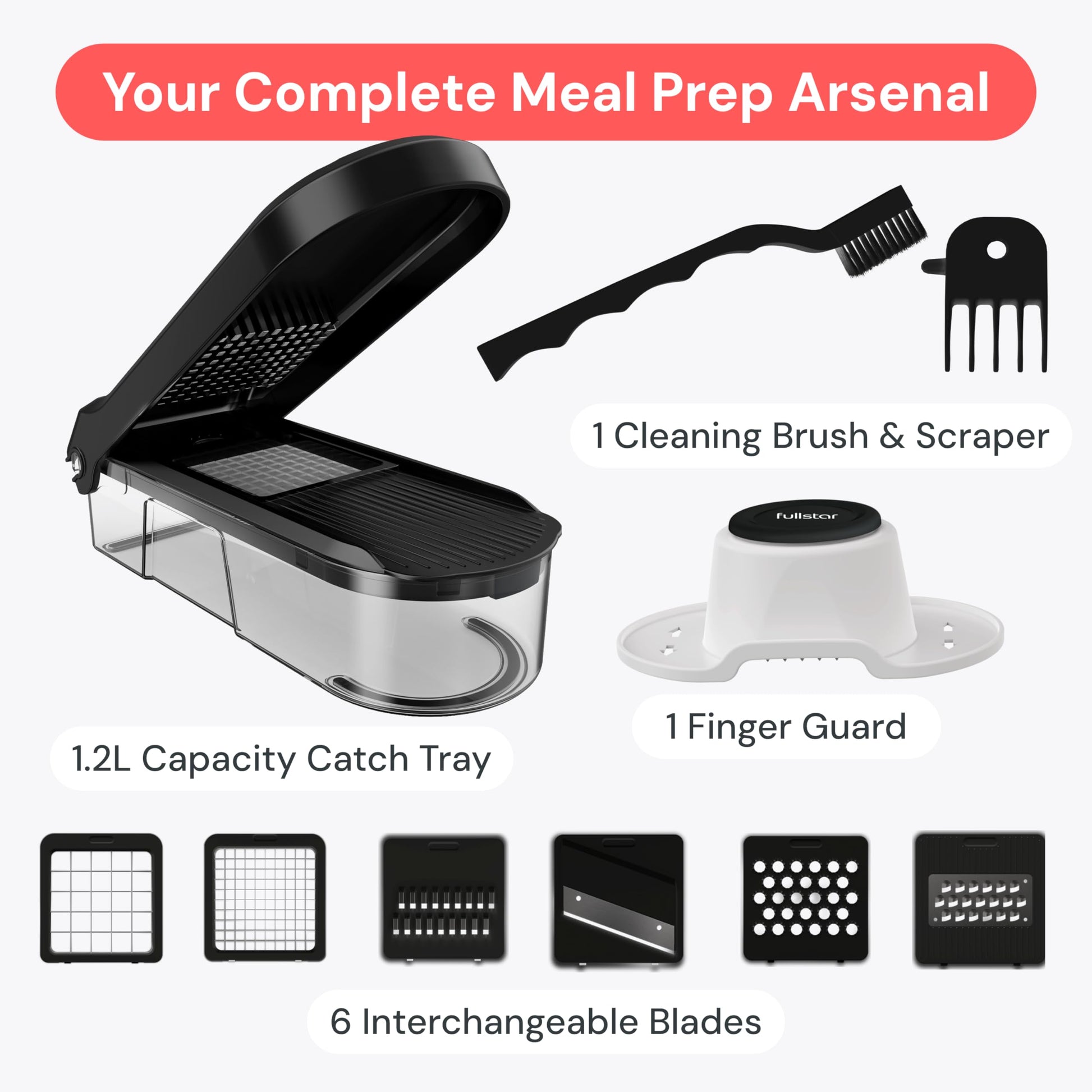 Fullstar Pro Core - Vegetable Chopper & Mandoline Slicer - 6 Blades