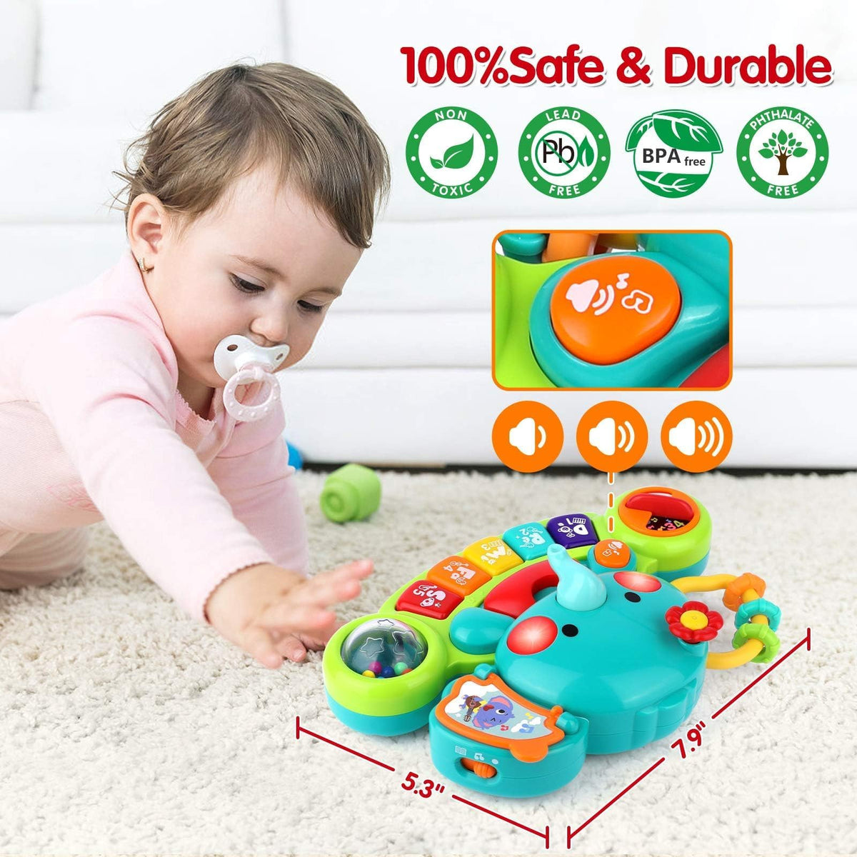 Baby Piano Toys 6-12 Months, Elephant Piano Keyboard Newborn & Infant Toys 🍁 All In One Marketplace Canada