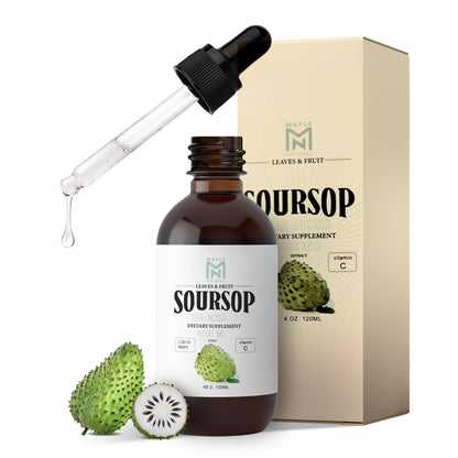 Maple Naturals Soursop Graviola Liquid Extract with Sea Moss - 120ml Glass Bottle