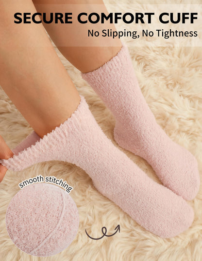 CLOSEMATE Womens Fuzzy Calf Socks, Cozy Cloud Socks Gift Box Set, 3 Pairs 🍁 All In One Marketplace Canada