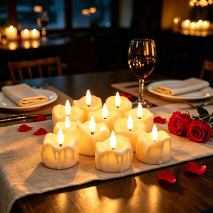 Yakpo 12 Pack LED Timer Tea Light Battery Operated, Flameless Flickering LED Votive Tealight Timer Candles, Outdoor Electric Flicker Fake Candle Bulk for Christmas Halloween Pumpkin Light Decorations 🍁 All In One Marketplace Canada