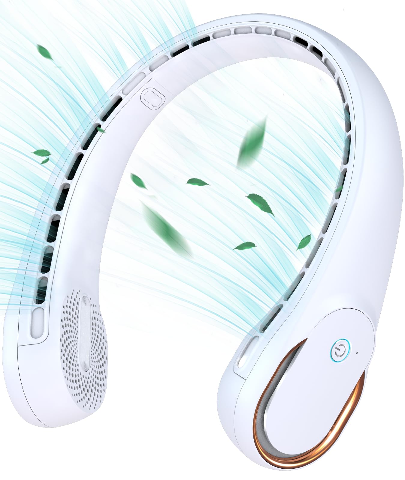 Neck Fan, Neck Fans Portable Rechargeable, Upgrade 360° Air Outlet, Super Quiet, 3 Speeds, 4000mAh Personal Bladeless Wearable Fan for Indoor Outdoor Travel-White - Available at All In One Marketplace Canada