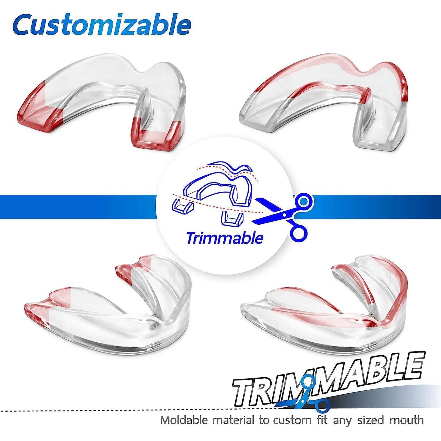 6 Pcs Moldable Mouth Guard for Teeth Grinding & Clenching, Professional Custom Fit Boil and Bite Night Guards for Sleep, 3mm Trimmable Dental Protector for Men Women and Teens - Available at All In One Marketplace Canada