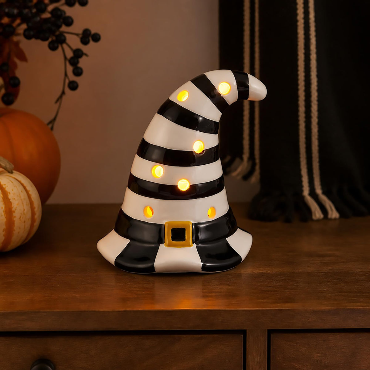 Mud Pie Halloween LED Light Up Sitter, Witch Hat