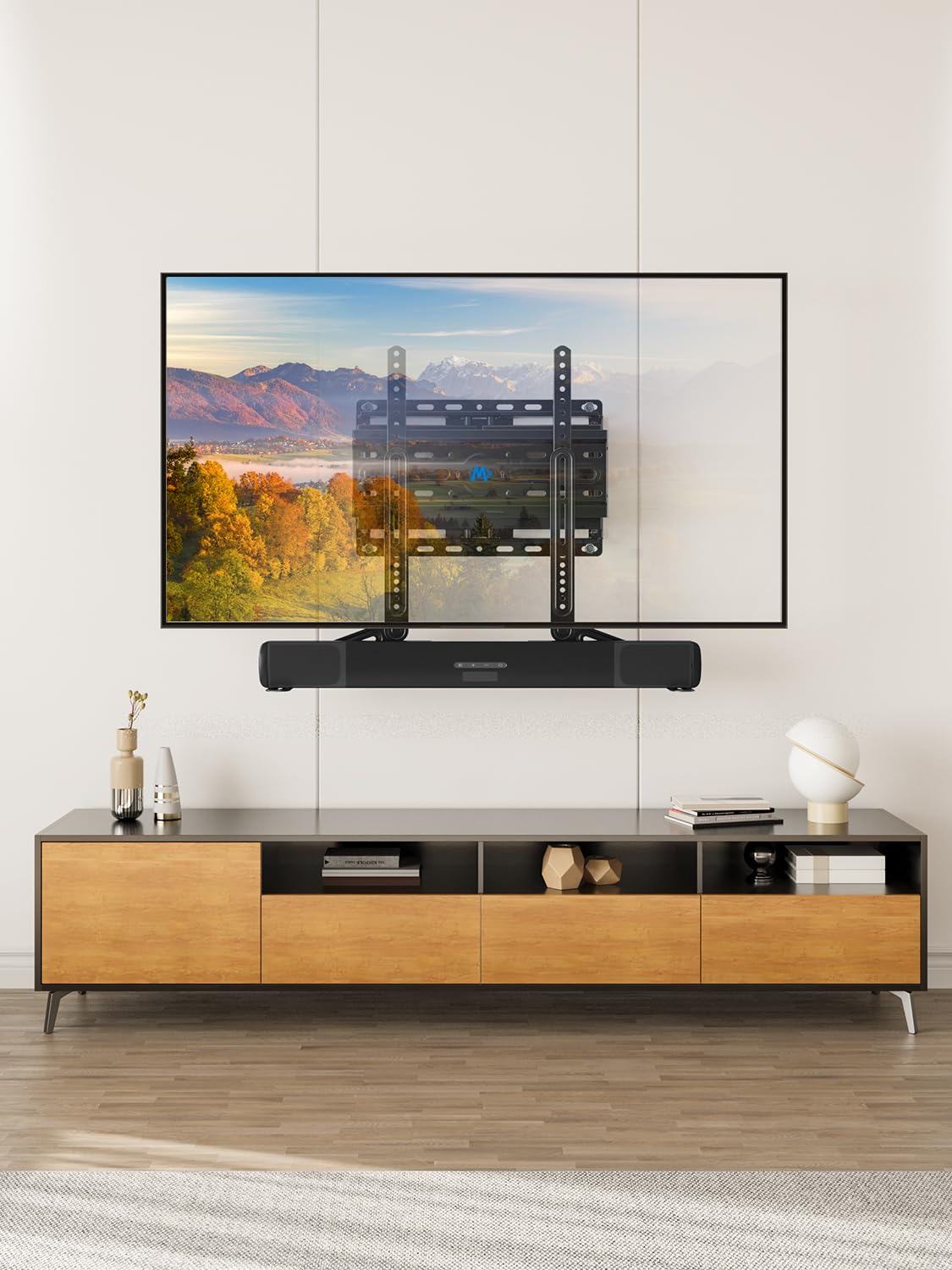 Mounting Dream Sound Bar Mount Bracket for Mounting Above or Under TV, Fits Most Sound Bars Up to 15 Lbs, with Detachable Long Extension Plates MD5420