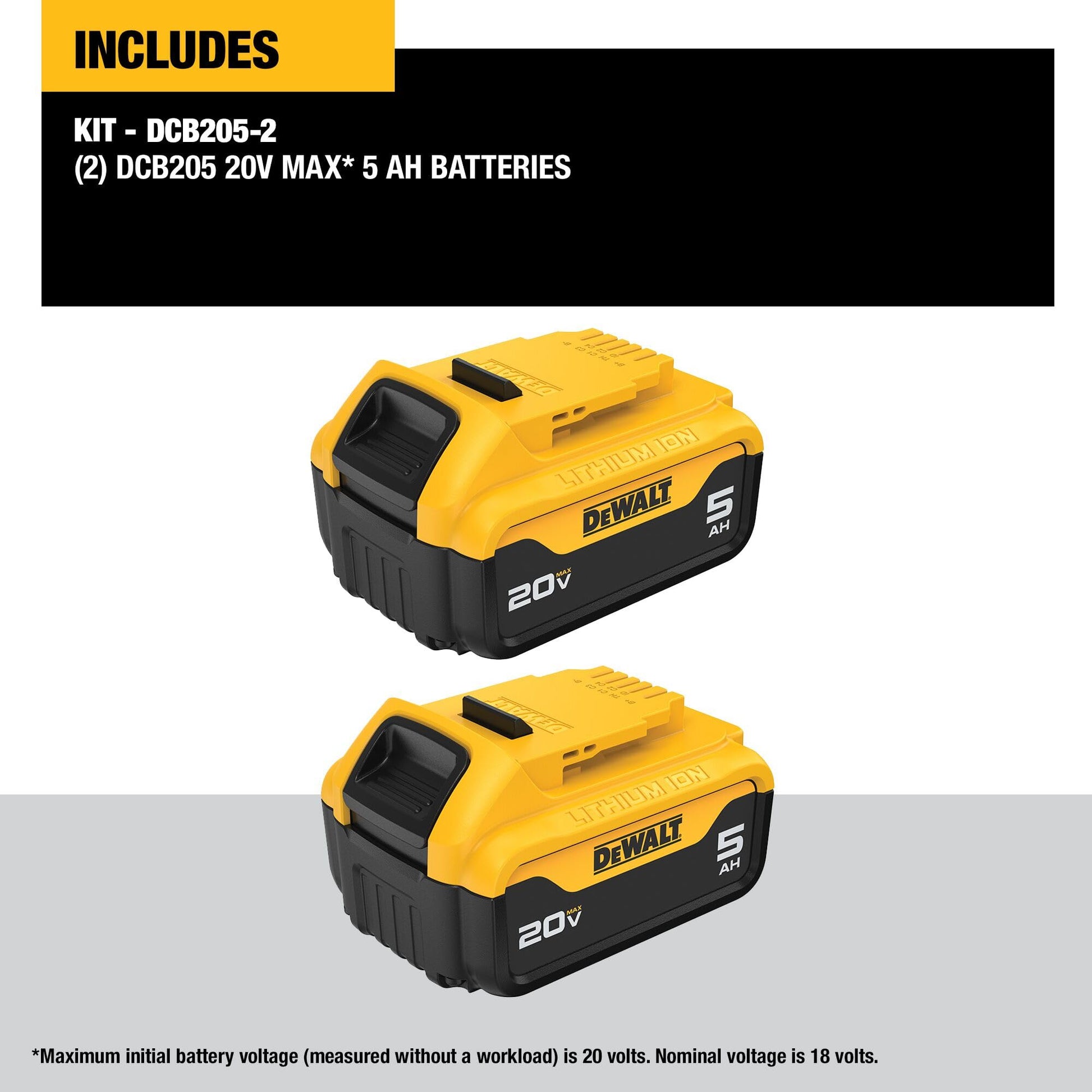 DEWALT 20V Max XR 20V Battery, 5.0-Ah, 2-Pack (DCB205-2) - Available at All In One Marketplace Canada