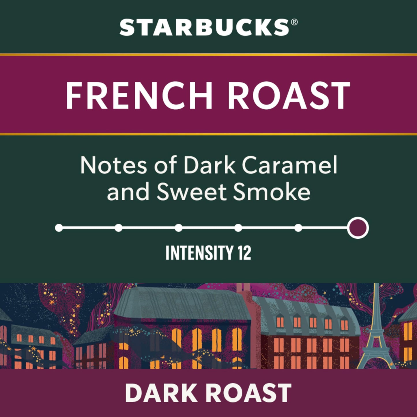 Starbucks French Roast for Nespresso Vertuo – Dark Roast Coffee Capsules with Caramel & Smoke Notes, 4 Boxes (400g)