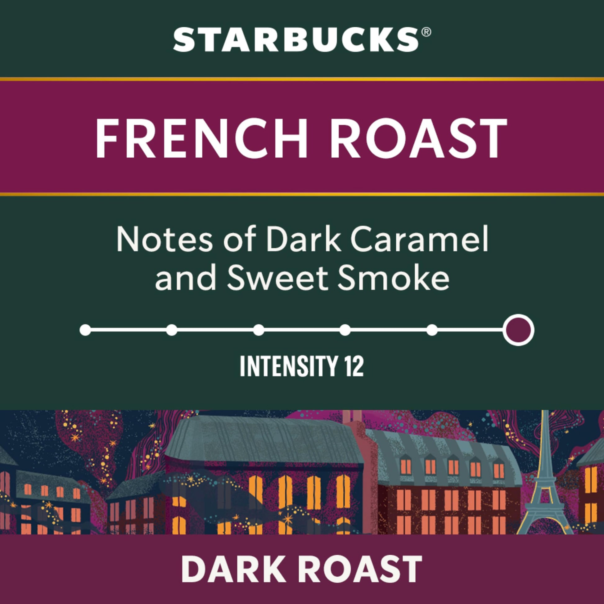 Starbucks French Roast for Nespresso Vertuo – Dark Roast Coffee Capsules with Caramel & Smoke Notes, 4 Boxes (400g)