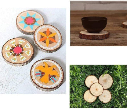 Unfinished Natural Wood Slices 20 Pcs 3.5-4 inch Craft Wood kit Circles Crafts Christmas Ornaments Rustic Wedding Decoration DIY Crafts with Bark for Crafts 🍁 All In One Marketplace Canada