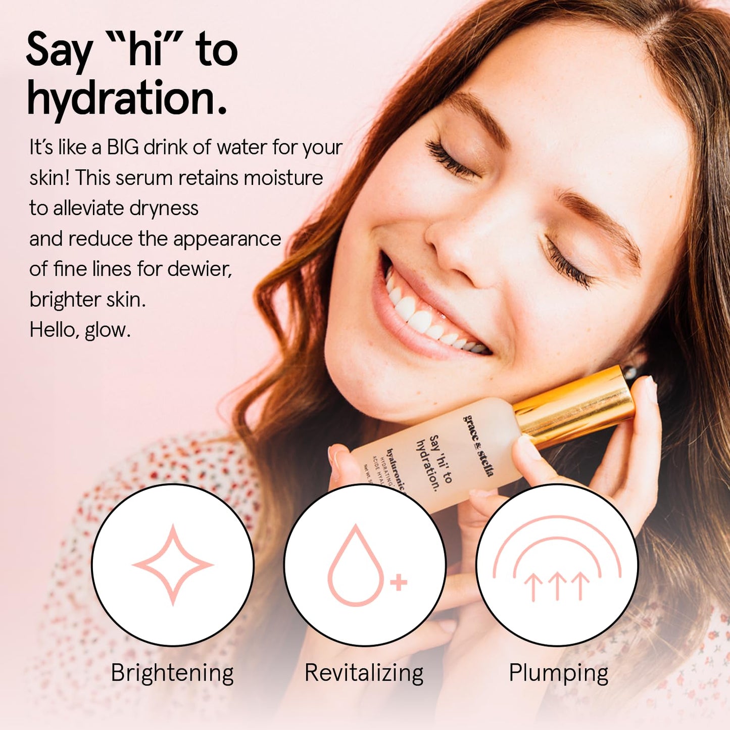 grace & stella Award Winning Hyaluronic Acid Serum for Face (50ml, 2-pack) Hydrating Hyaluronic Acid - Acide Hyaluronique Face - Glass Skin - Anti Aging Serum to Hydrate, Remove Fine Lines, Wrinkles, Skin Texture - Available at All In One Marketplace Canada