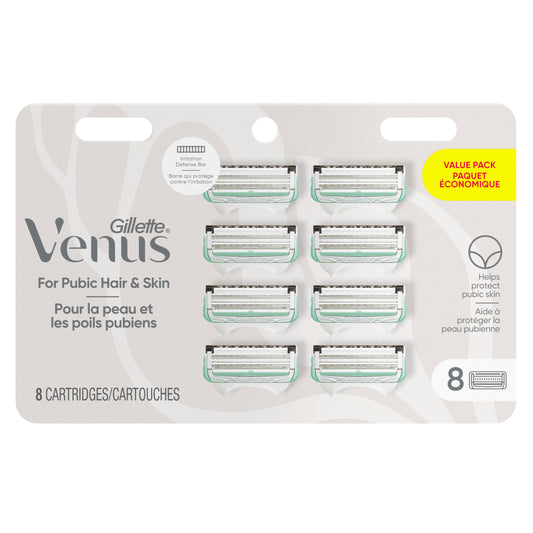 Gillette Venus Intimate Grooming Women's Razor Blade Refills for Pubic Hair and Skin, Bikini Razor Refill, 8 Count
