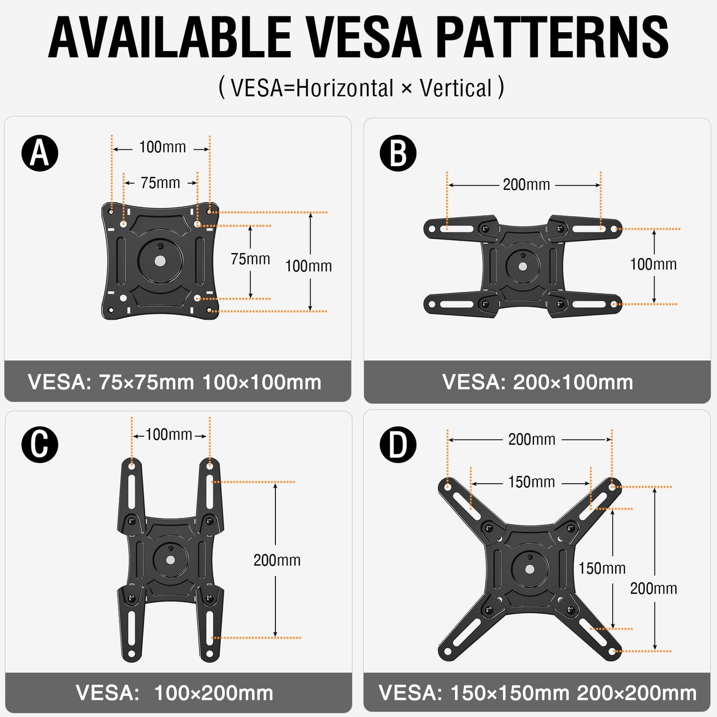 ELIVED Full Motion TV Monitor Wall Mount for Most 14-42 Inch LED LCD Flat Screen TVs & Monitors, Swivel Tilt Extension Rotation TV Mount Bracket Max VESA 200x200mm, up to 44 lbs