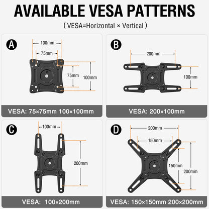 ELIVED Full Motion TV Monitor Wall Mount for Most 14-42 Inch LED LCD Flat Screen TVs & Monitors, Swivel Tilt Extension Rotation TV Mount Bracket Max VESA 200x200mm, up to 44 lbs