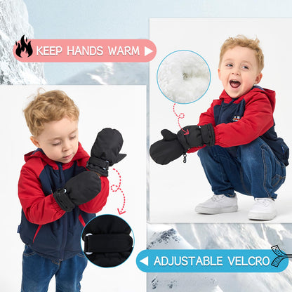 BAVST Baby Winter Waterproof Gloves Toddler Boys Girls Ski Snow Mittens Kids Fleeced Lined Warm Gloves (Black, M(1-2 Years)) 🍁 All In One Marketplace Canada