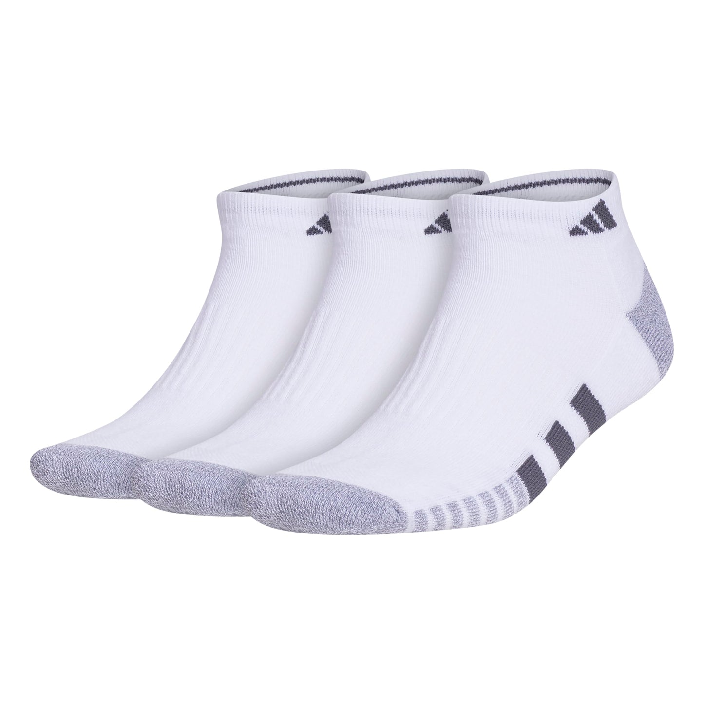 adidas Men's Cushioned 3-Pack Low-Cut Socks, White/Grey/Black, Large - Available at All In One Marketplace Canada