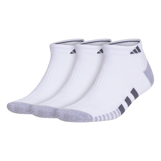adidas Men's Cushioned 3-Pack Low-Cut Socks, White/Grey/Black, Large - Available at All In One Marketplace Canada